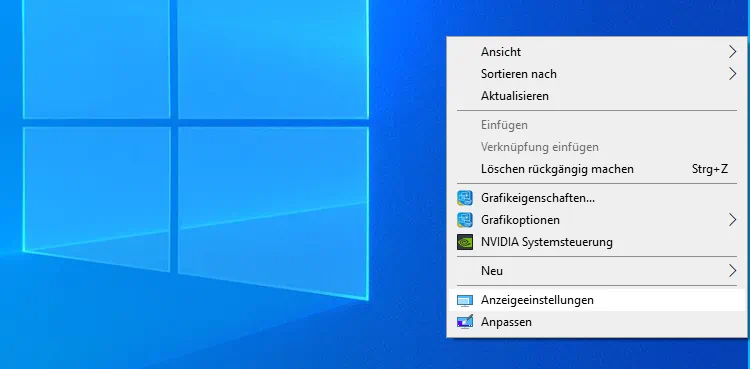 Windows 10 - Desktop Anzeigeeinstellungen