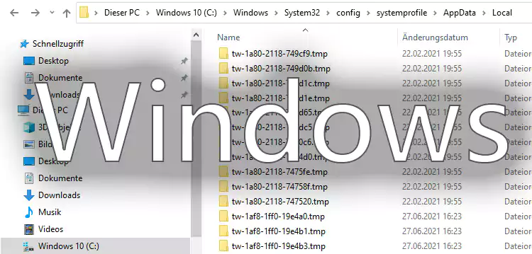 Windows 11 erstellt viele leere Ordner in einem System32-Verzeichnis
